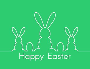happy easter background design with line bunny silhouette