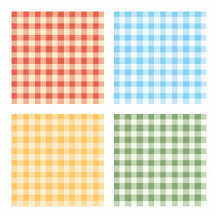 Vector Illustration Of Checked Tablecloths For Background. Four Color Variations.