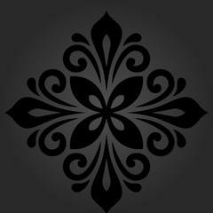 Oriental dark pattern with arabesques and floral elements. Traditional classic ornament