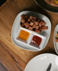 Top View of Fried Canned Ham