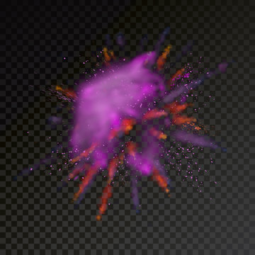 Pait powder color explosion on transparent background