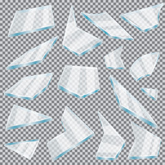 Broken Glass Set on Transparent Grid.