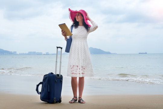 Girl and Holiday Vacation on the beach of Asia