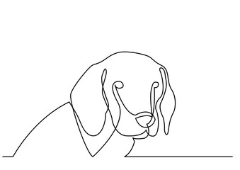 continuous line drawing of portrait of dog