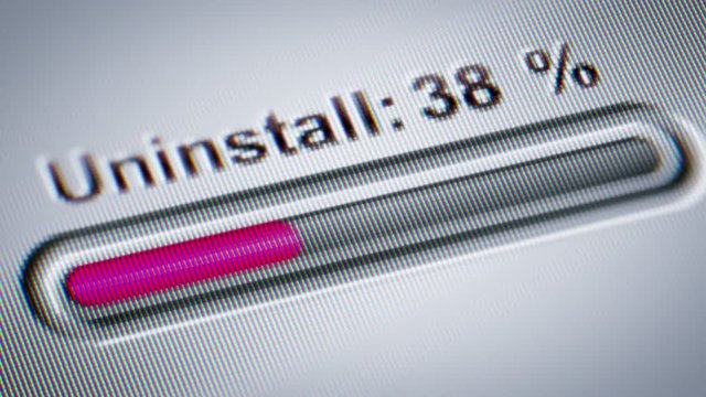 Process of Uninstalling on the screen.
