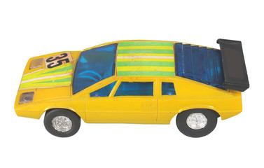 Yellow race car toy / Racing yellow  / isolated white