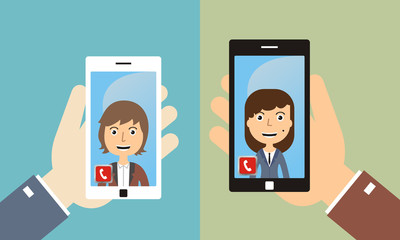 video conference with friends by smart phone