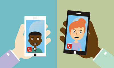 video conference with friends by smart phone