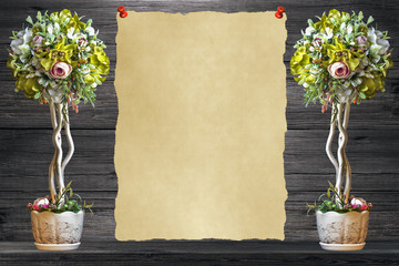 Decorative bouquet with field for text