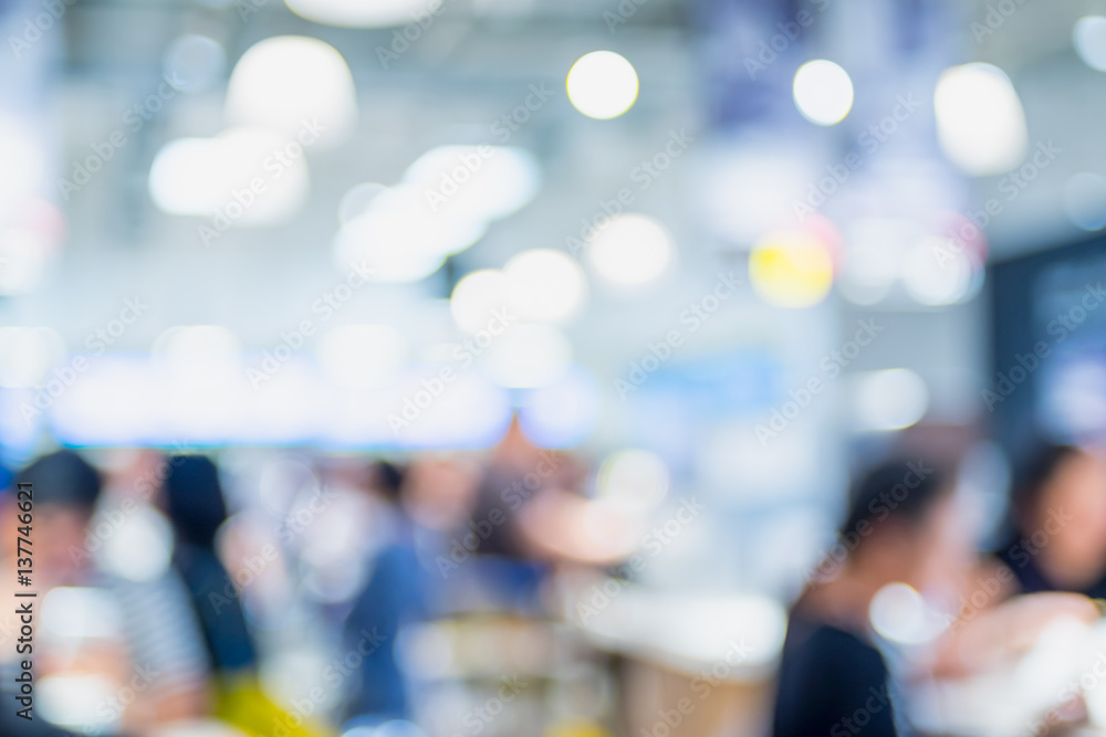 Poster blurred background,customer shopping at department store with bokeh light
