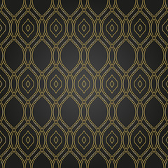 Seamless ornament. Modern geometric pattern with repeating golden wavy lines