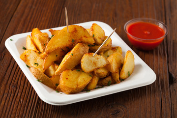 Traditional Spanish baked potato with hot pepper chili.