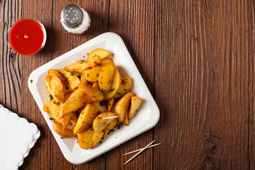 Traditional Spanish baked potato with hot pepper chili.