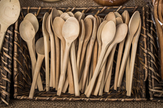 soup spoon or tablespoon made of wood
