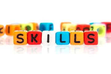colorful alphabet  word cube of  SKILLS