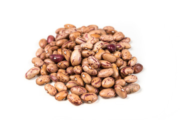 Organic cranberry beans isolated on a white background