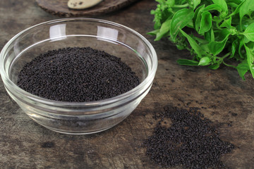 raw basil seed, herb in Thai, aids digestion as a laxative