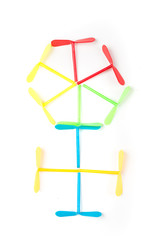 Plastic toy spinners in a flower pattern isolated on a white background