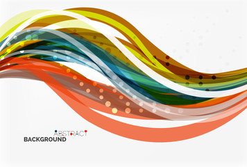 Vector color wave lines with dotted effect on light background