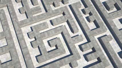 Abstract maze of concrete, 3 d render