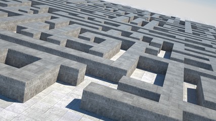 Abstract maze of concrete, 3 d render
