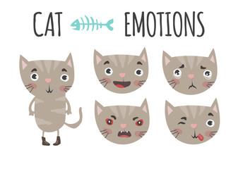 Cute cat. Set of emotions