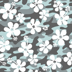 ハイビスカス と迷彩のパターン