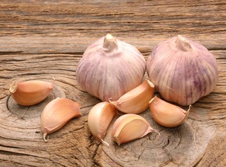 Garlic on the wooden background
