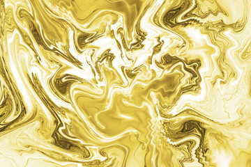 Abstract intricate swirly golden texture. Fantasy fractal background in white and yellow colors. Digital art. 3D rendering.