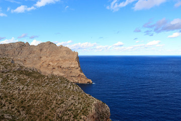 Cap de Formentor cliff coast and Mediterranean Sea, Majorca, Spain