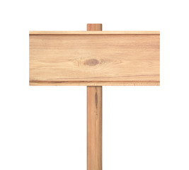 Wooden sign isolated on white.
