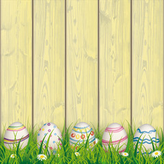 Colored Nature Easter Eggs Grass Yellow Wood