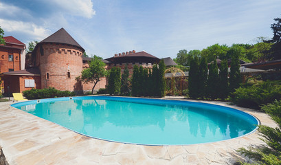 Luxury swimming pool near the hotel
