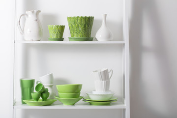 kitchenware on the shelf