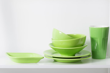 kitchenware on the shelf