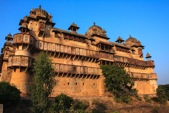 Walls of Orchha palace. India
