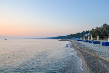 Calm sea in the early morning. Greece, Halkidiki, Kassandra