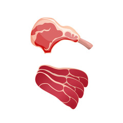 Set of meat food Isolated on white background