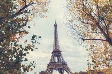 View of Eiffel tower in Paris, France.