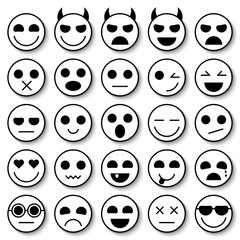 Set of Emoticons. Emoji icons collection. Smile funny faces. Vector eps10
