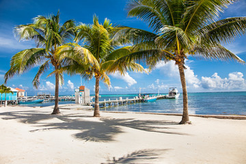 Beautiful  caribbean sight with turquoise water in San Pedro, Belize.