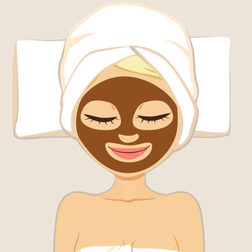 Facial chocolate mask for woman beauty face skin treatment