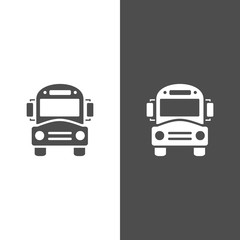 Bus school icon on dark and white background