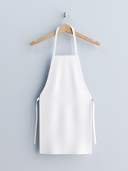 White apron, apron mockup on clothes hander 3d rendering - obrazy, fototapety, plakaty