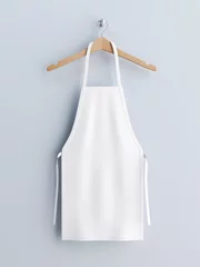 Fotobehang White apron, apron mockup on clothes hander 3d rendering © radmila85