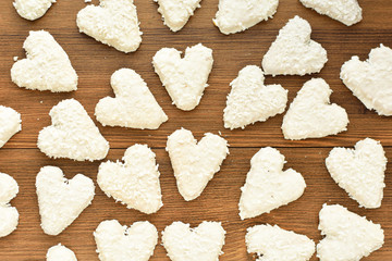 cookies in the shape of a heart on a wooden background. Valentine's Day. Mothers Day. Romantic background.