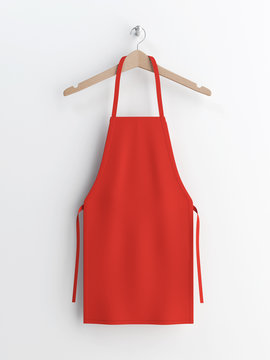 Apron, red apron, apron mockup 3d rendering