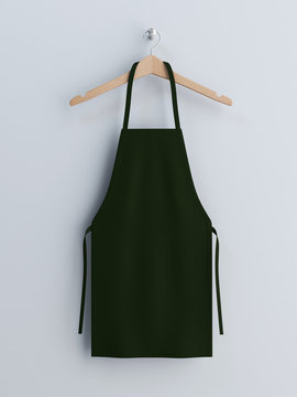 Apron, green apron, apron mockup, apron on clothes hanger 3d rendering