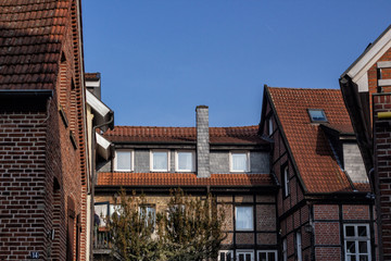 Häuserfront modernes Fachwerk in Greven