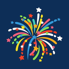 Fototapeta na wymiar Firework shapes colorful festive vector icon.